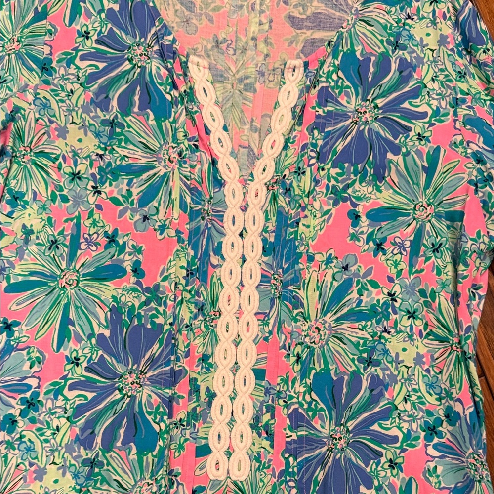Lilly Pulitzer Pink Blue Green Floral Tunic Dress - Picture 2 of 9